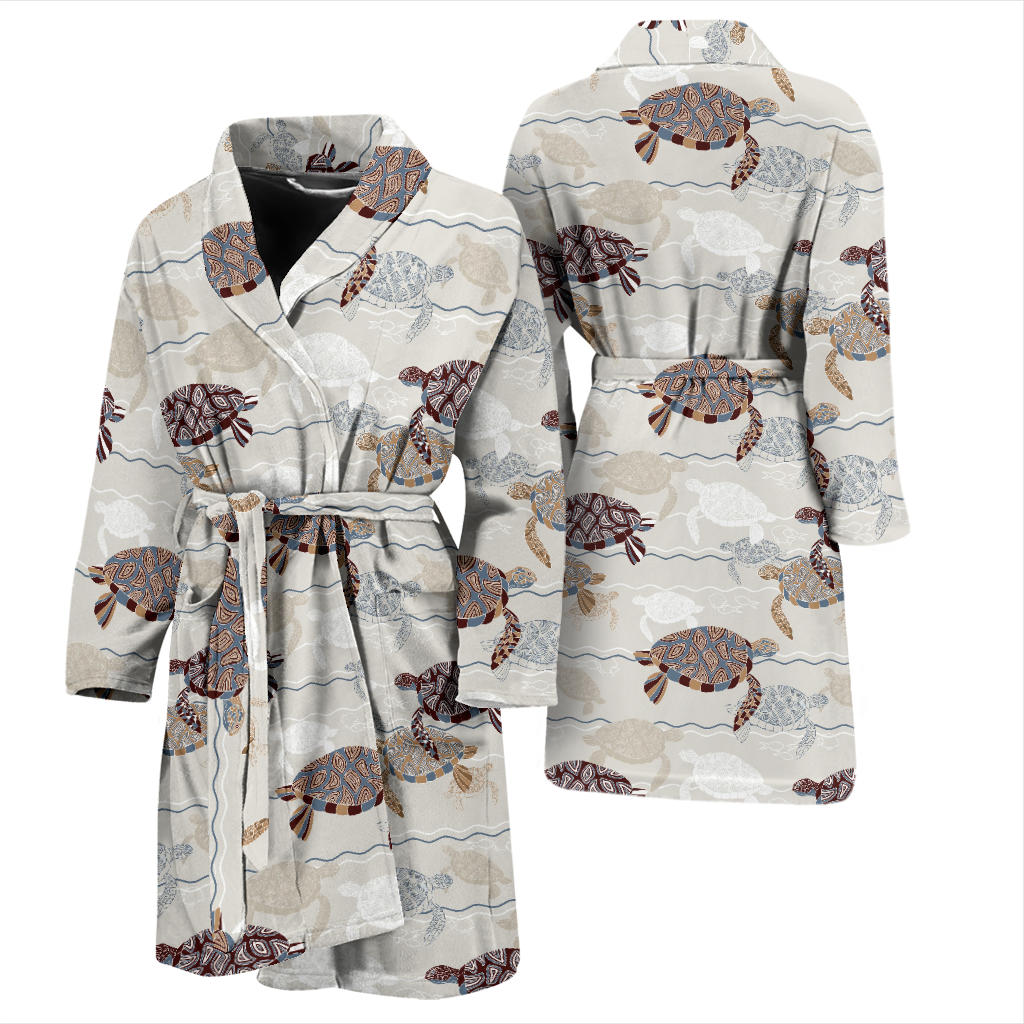 Sea Turtle Pattern Print Design T07 Men Bathrobe