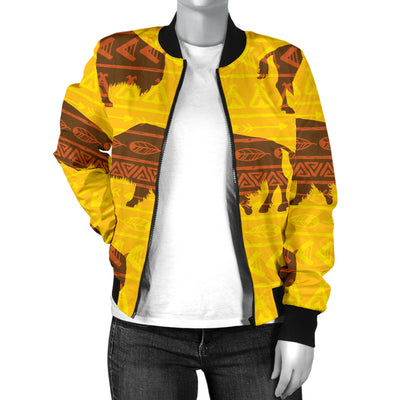 Bison Native Pattern Print Design 01 Women's Bomber Jacket