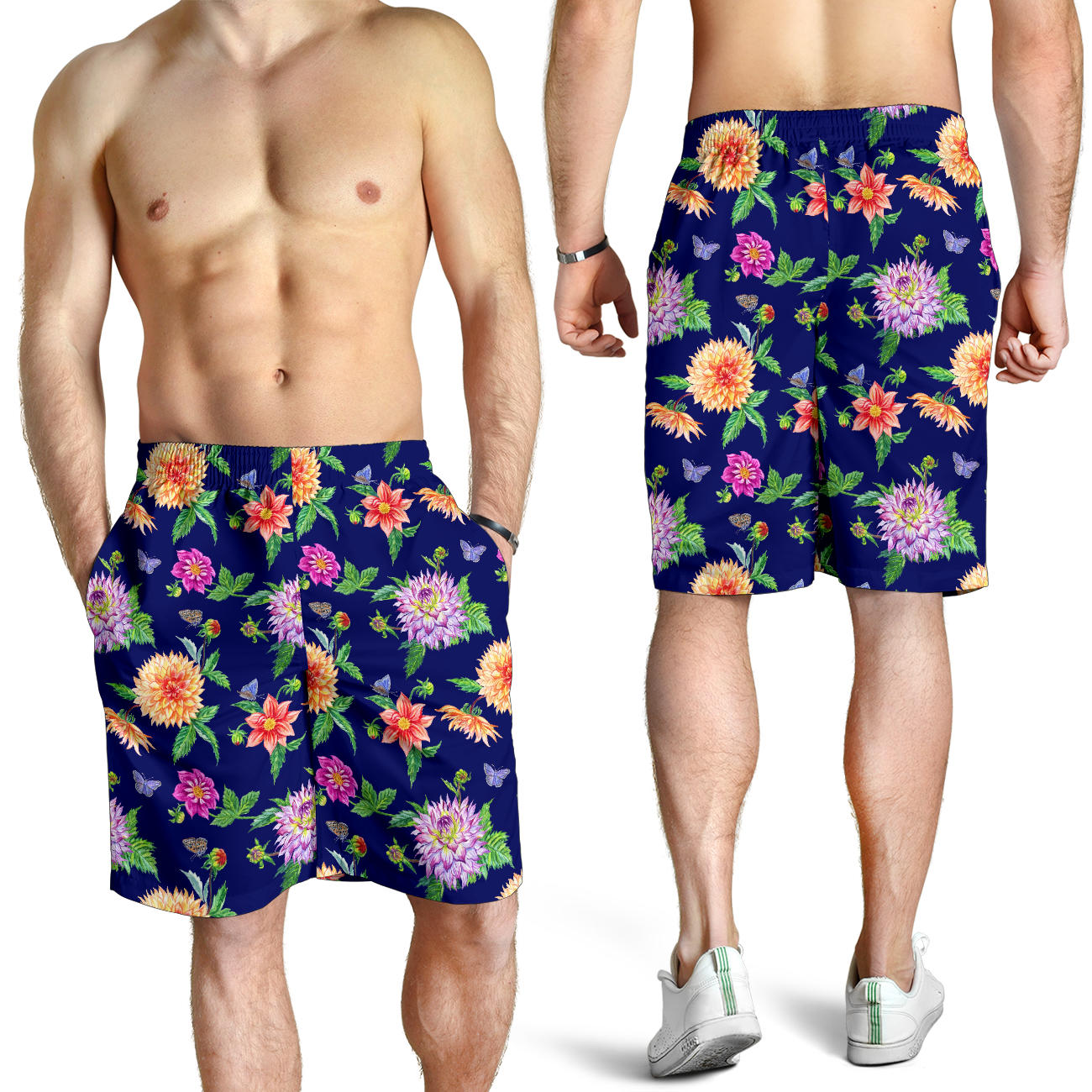 Dahlia Pattern Print Design DH010 Mens Shorts