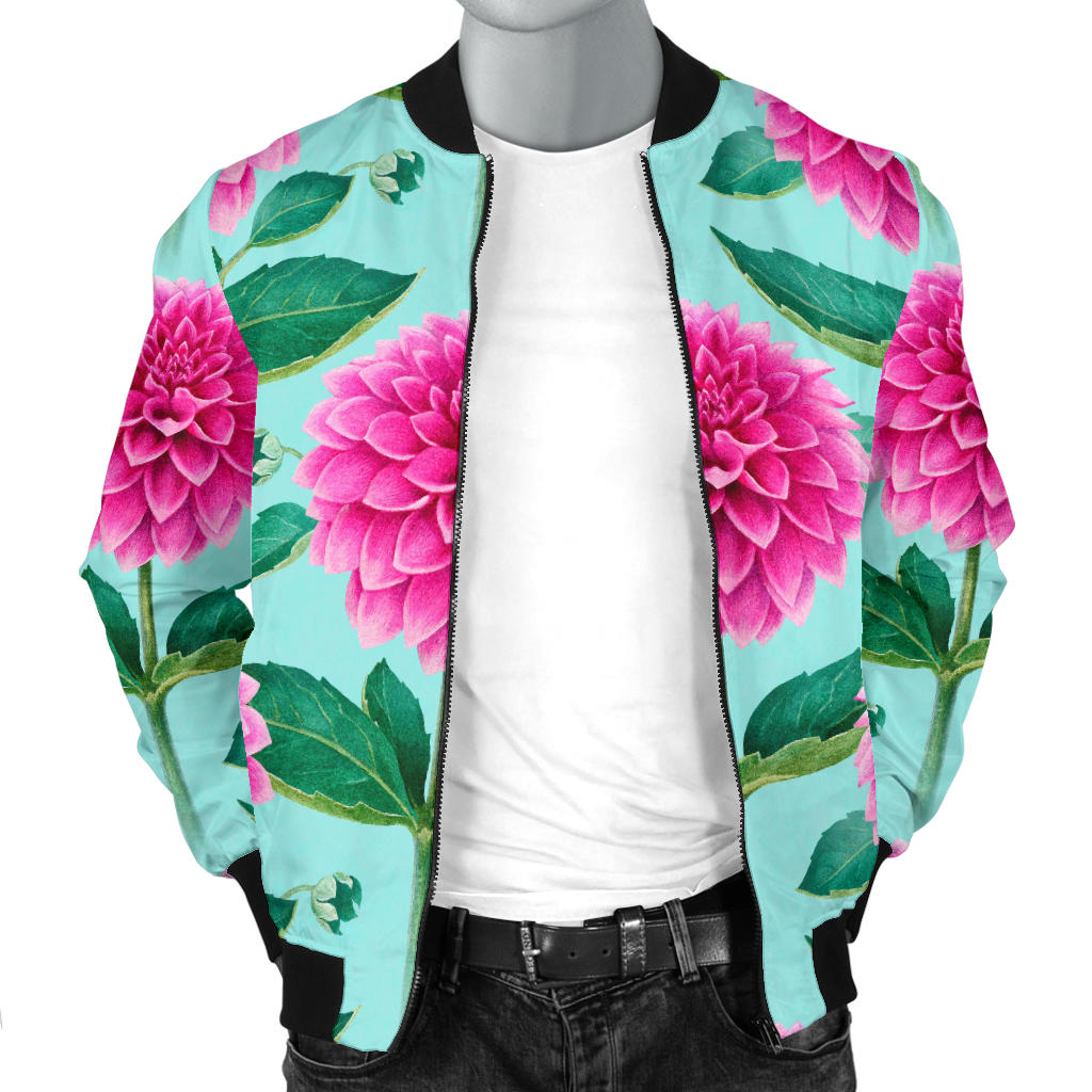 Dahlia Pattern Print Design DH08 Men Bomber Jacket