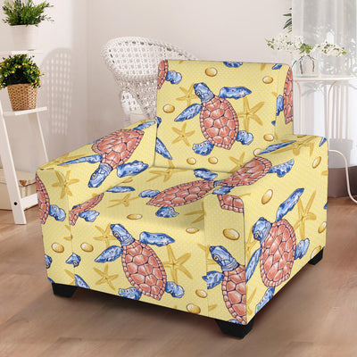 Sea Turtle Pattern Print Design T06 Armchair Slipcover