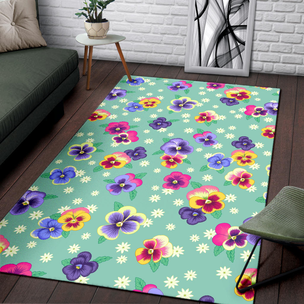 Pansy Pattern Print Design PS08 Area Rugs