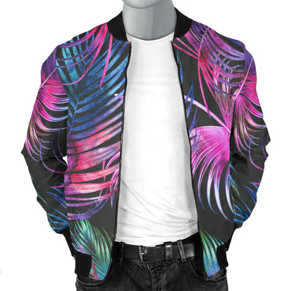 Palm Leaves Pattern Print Design PL010 Men Bomber Jacket