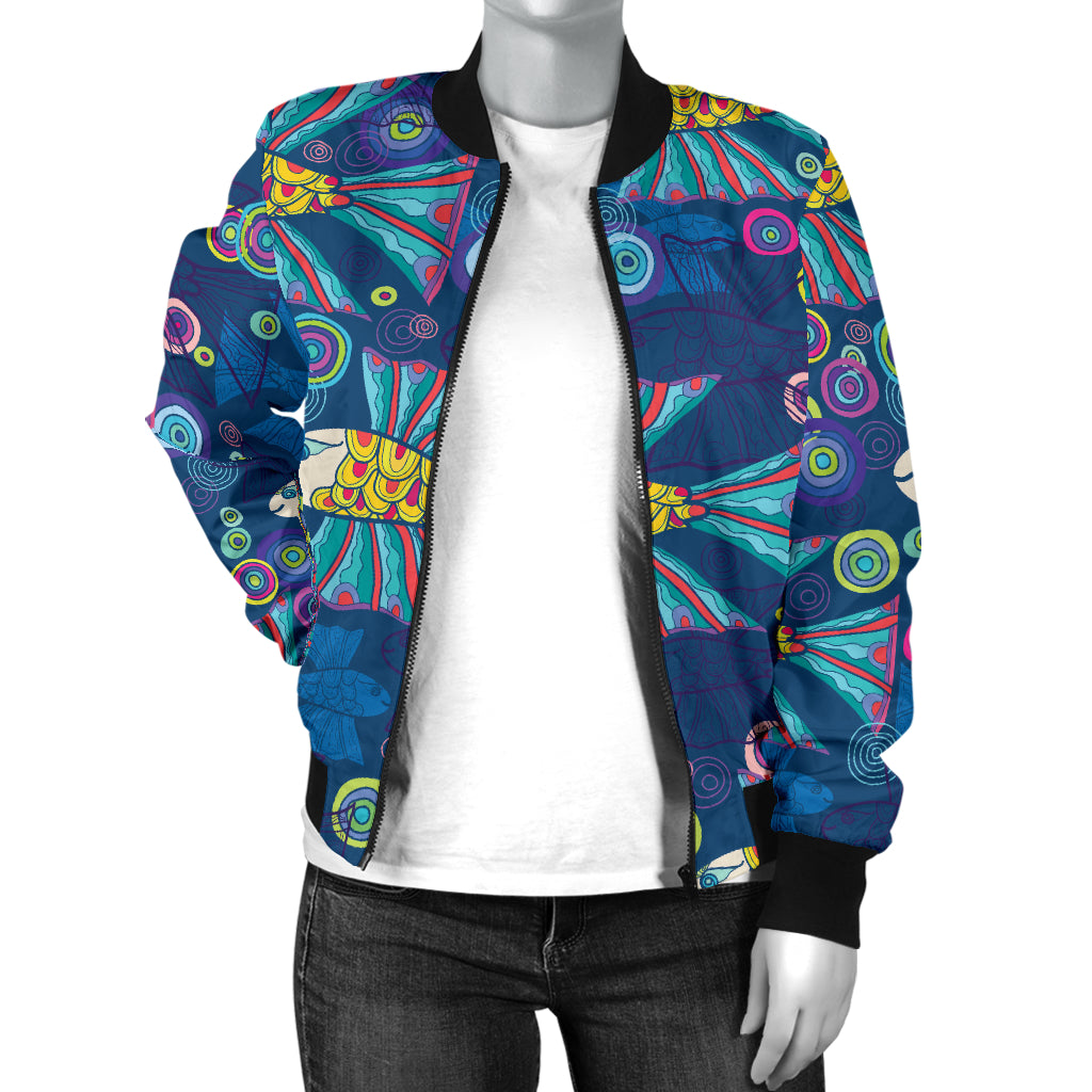 Flying Fish Pattern Print Design 01 Women's Bomber Jacket