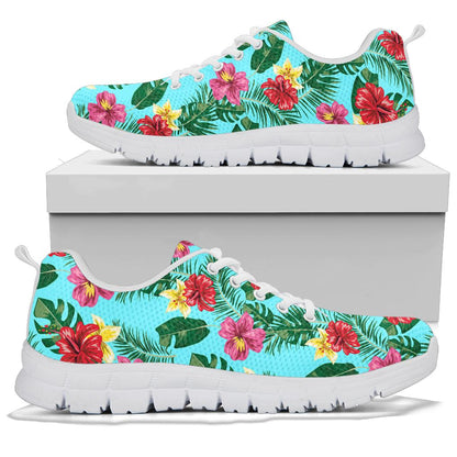 Hibiscus Hawaiian Flower Sneakers White Bottom Shoes
