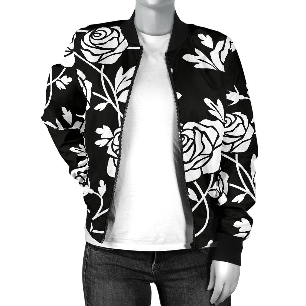 Rose Pattern Print Design RO013 Women Bomber Jacket