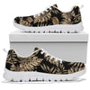 Brown Tropical Palm Leaves Sneakers White Bottom Shoes