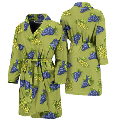 Grape Pattern Print Design GP08 Men Bathrobe