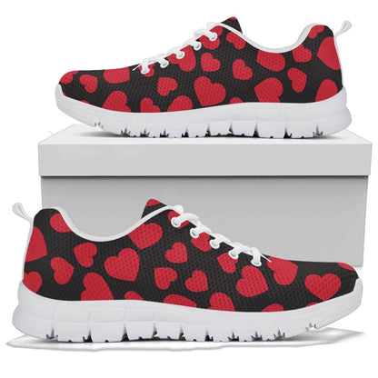 Heart Red Pattern Print Design HE01 Sneakers White Bottom Shoes