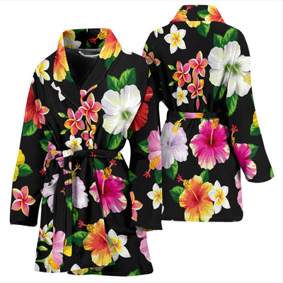 Hibiscus Pattern Print Design HB025 Women Bathrobe