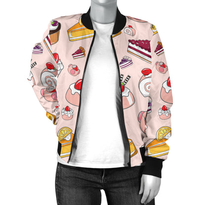 Cake Pattern Print Design 01 Women's Bomber Jacket