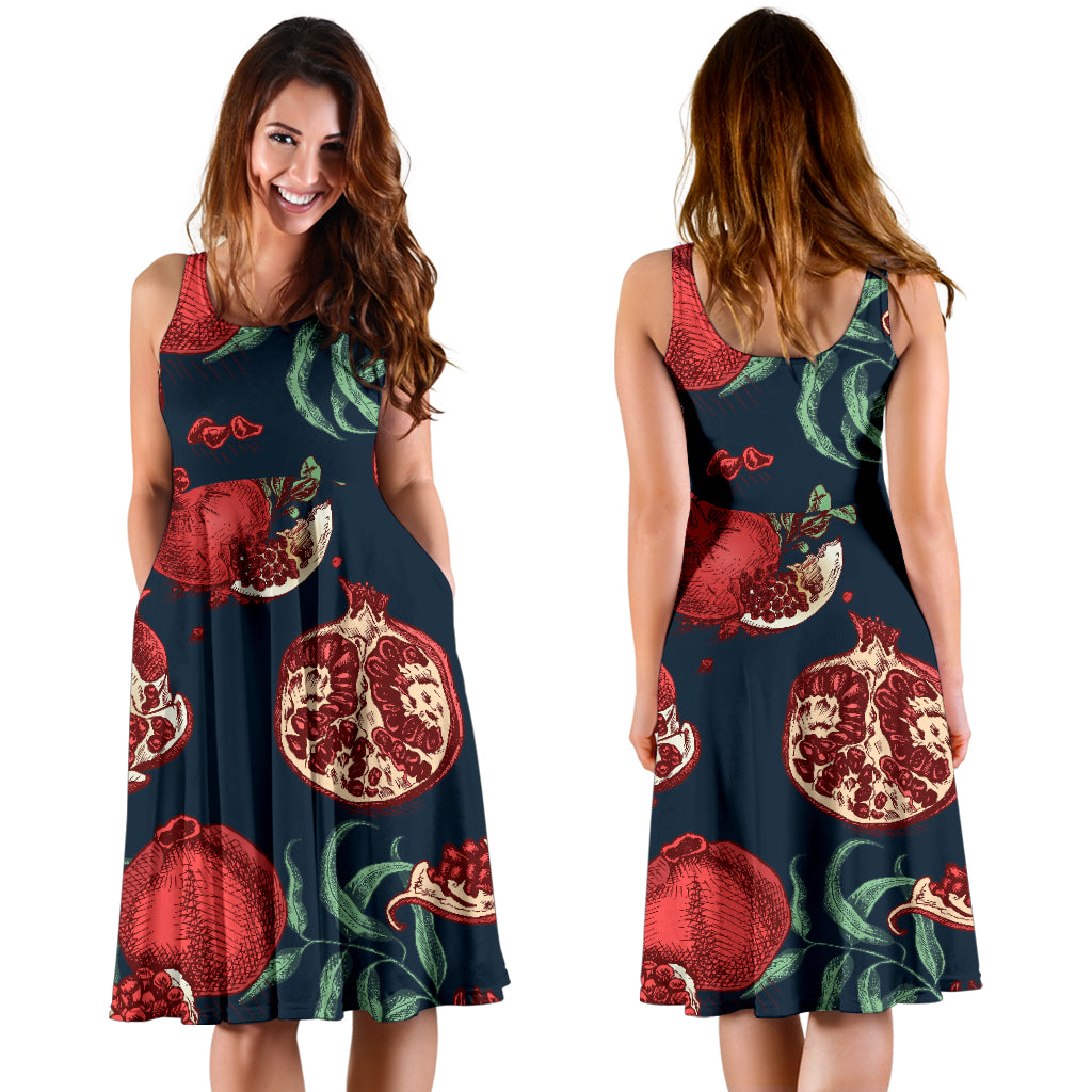 Pomegranate Pattern Print Design PG04 Midi Dress