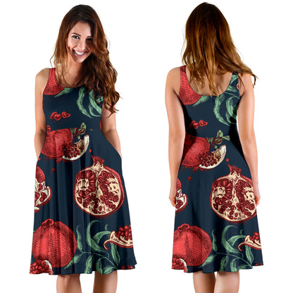 Pomegranate Pattern Print Design PG04 Midi Dress