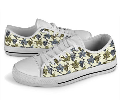Grape Pattern Print Design GP03 White Bottom Low Top Shoes