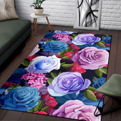 Rose Pattern Print Design RO09 Area Rugs