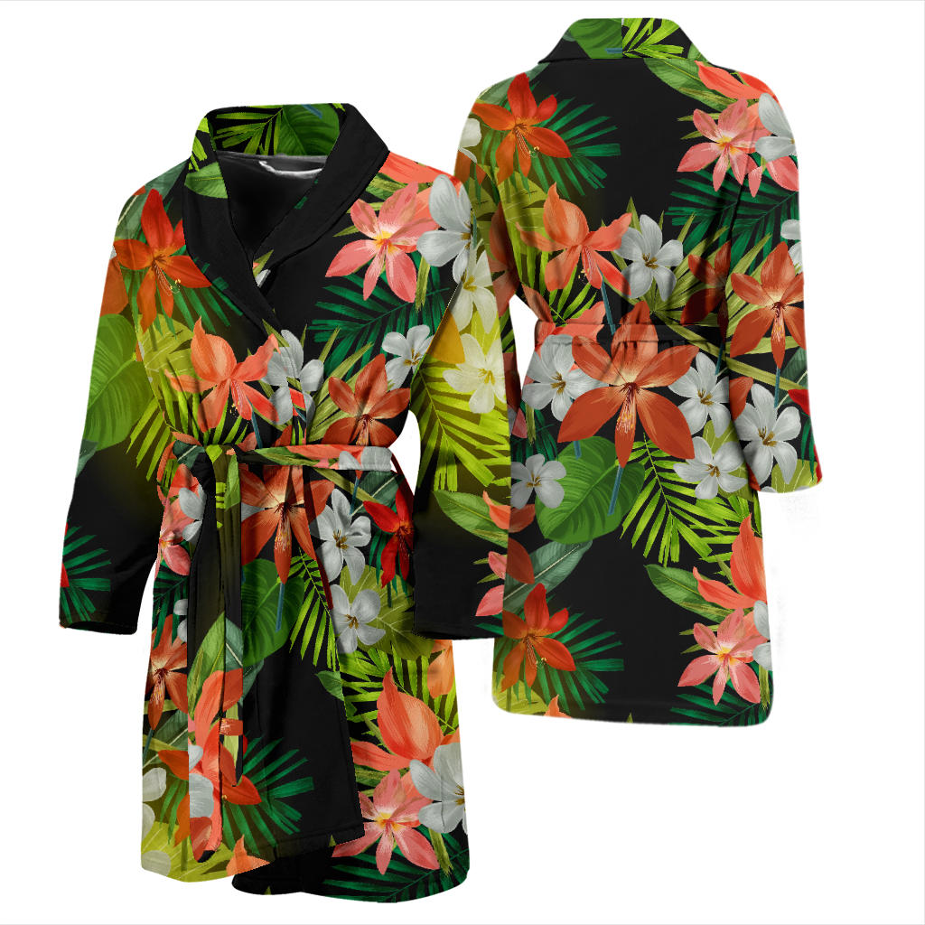 Amaryllis Pattern Print Design AL07 Men Bathrobe