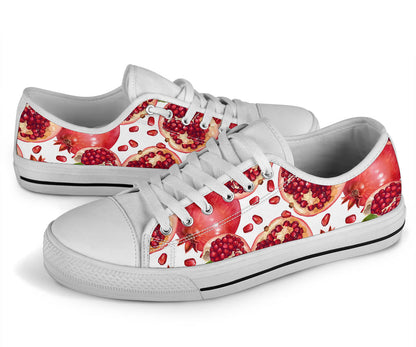 Pomegranate Pattern Print Design PG03 White Bottom Low Top Shoes