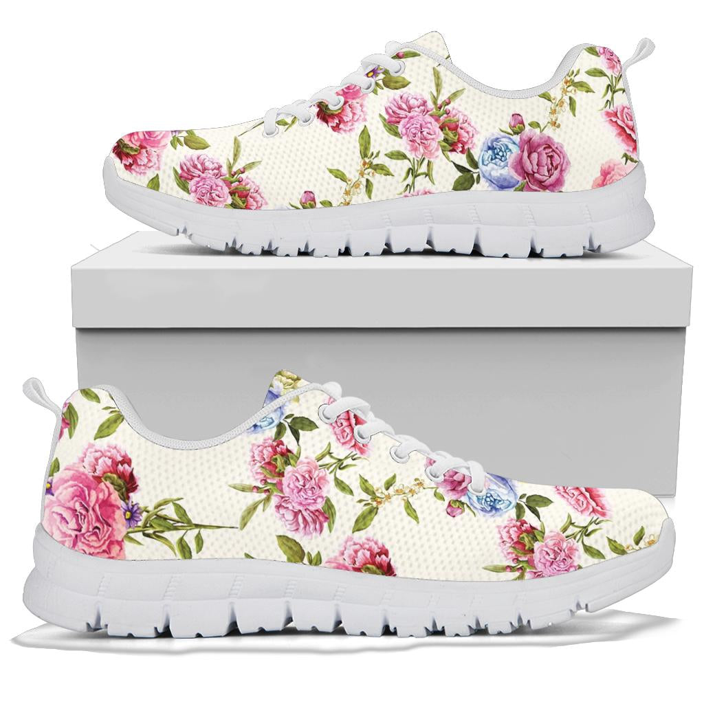 Carnations Pattern Print Design CN02 Sneakers White Bottom Shoes