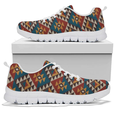 Knit Aztec Tribal Sneakers White Bottom Shoes