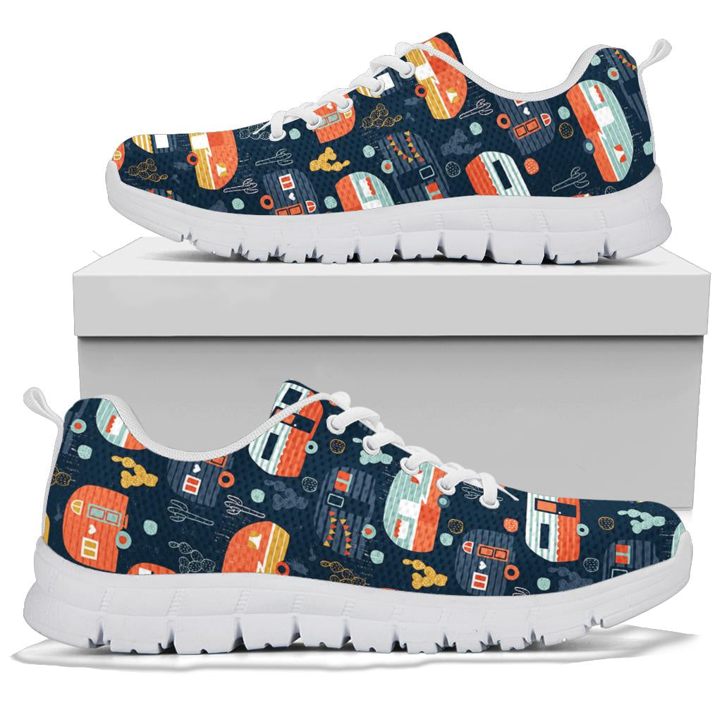 Camper Caravan Print Pattern Sneakers White Bottom Shoes