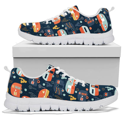 Camper Caravan Print Pattern Sneakers White Bottom Shoes