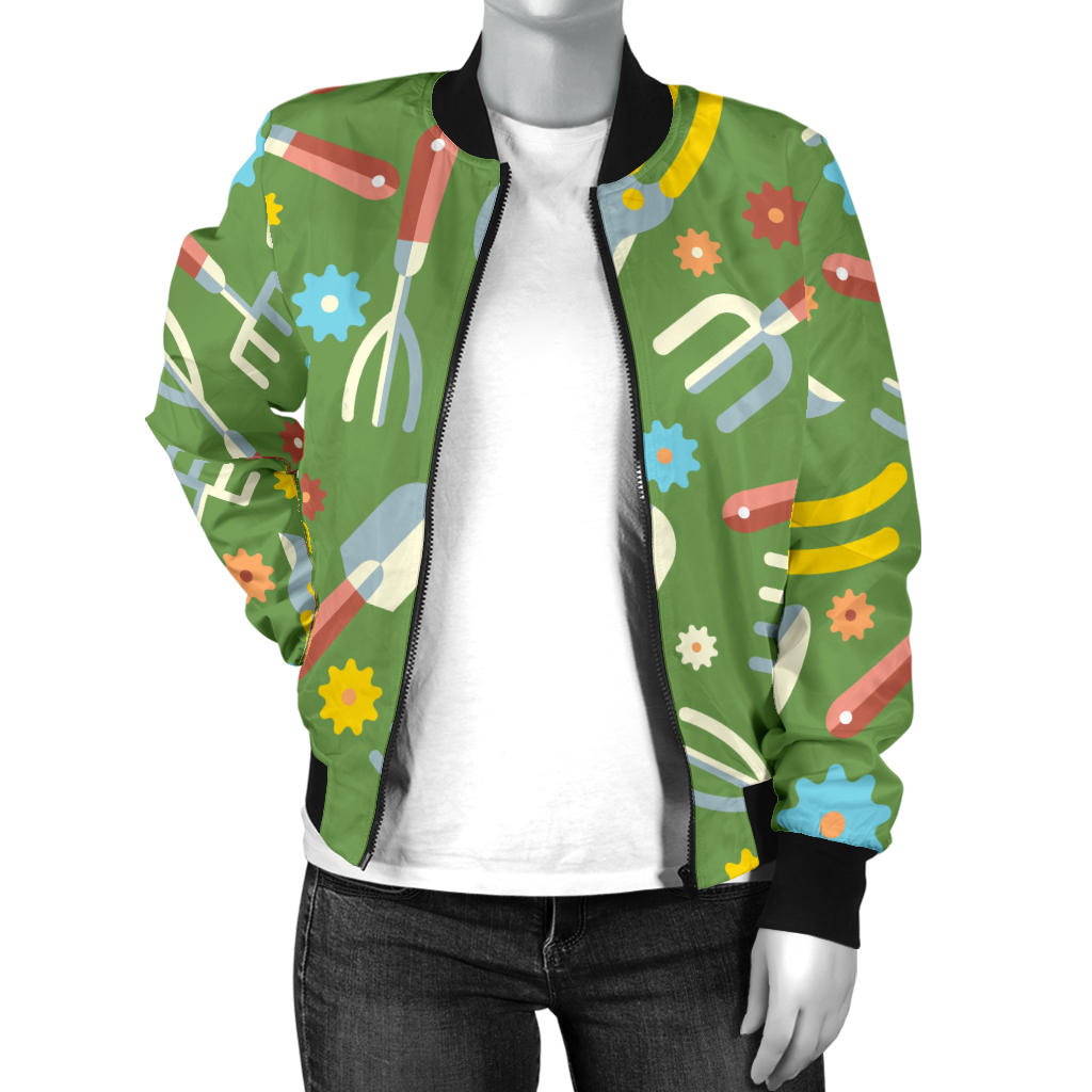 Gardening Pattern Print Design G06 Women Bomber Jacket