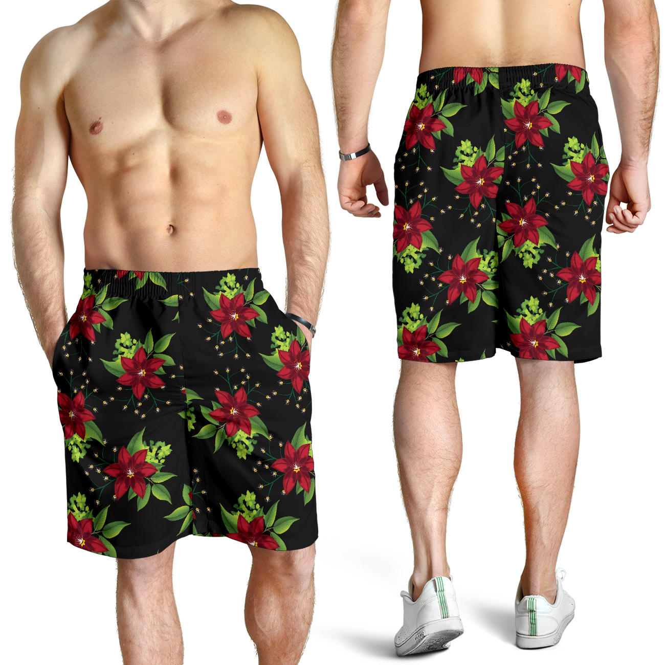 Poinsettia Pattern Print Design A01 Mens Shorts