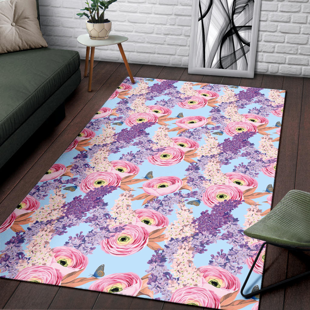 Lilac Pattern Print Design LI03 Area Rugs