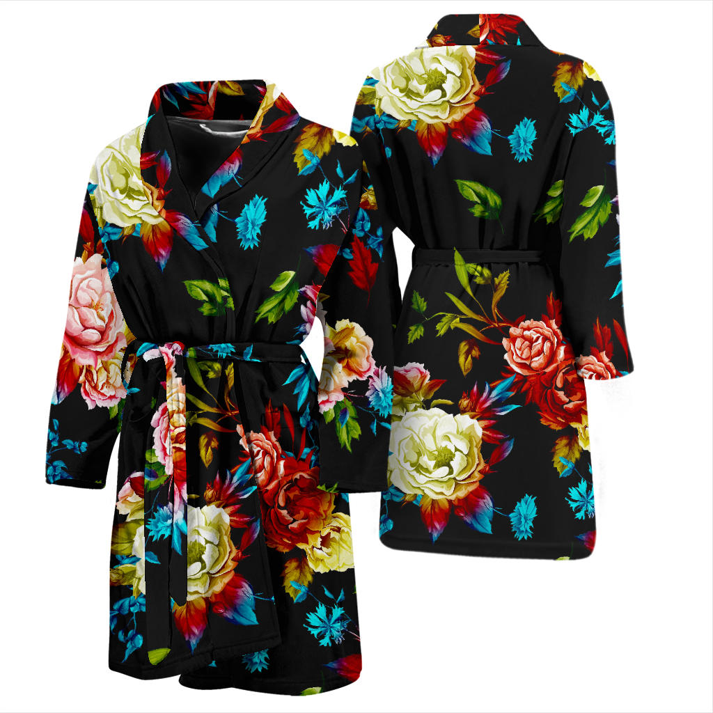 Peony Pattern Print Design PE07 Men Bathrobe