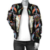 Buffalo Head Boho Style Pattern Print Design 01 Women's Bomber Jacket