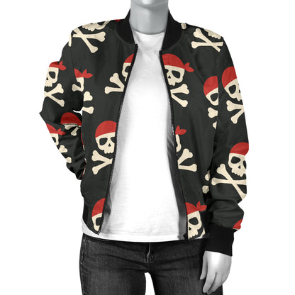 Pirate Pattern Print Design A04 Women's Bomber Jacket