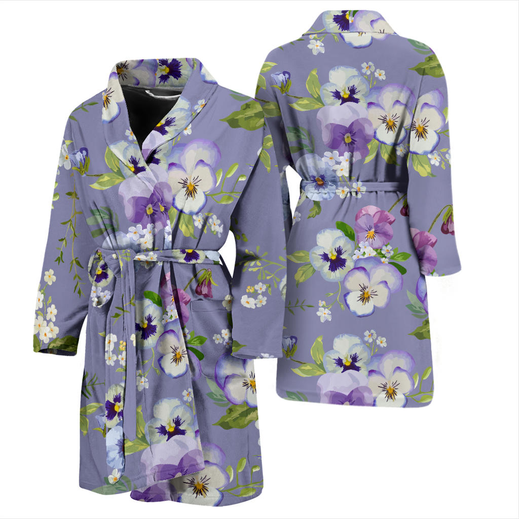 Pansy Pattern Print Design PS05 Men Bathrobe