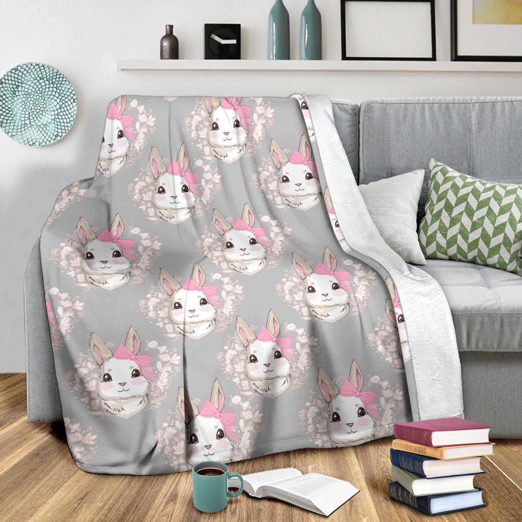 Rabbit Pattern Print Design RB07 Fleece Blanket
