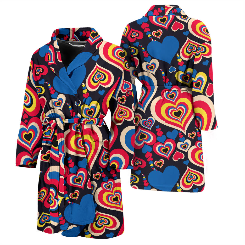 Heart Pattern Print Design HE08 Men Bathrobe