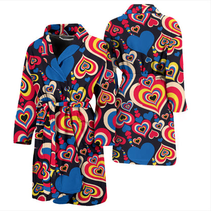 Heart Pattern Print Design HE08 Men Bathrobe