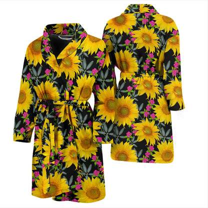 Sunflower Pattern Print Design SF014 Men Bathrobe