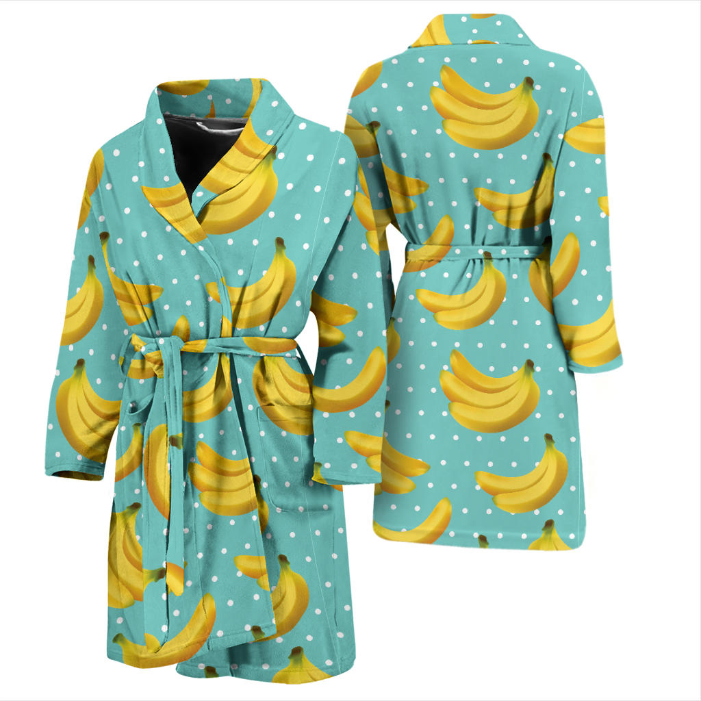 Banana Pattern Print Design BA02 Men Bathrobe