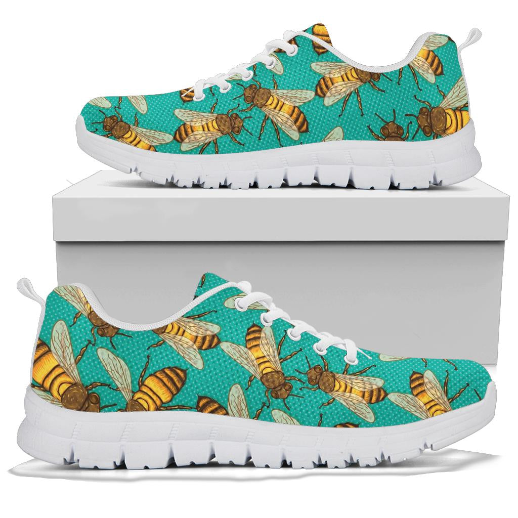 Bee Pattern Print Design BEE04 Sneakers White Bottom Shoes