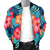 Red Hibiscus Pattern Print Design HB02 Men Bomber Jacket