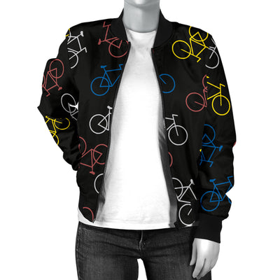 Bicycle Pattern Print Design 03 Women's Bomber Jacket