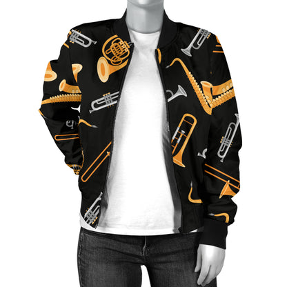 Jazz Pattern Print Design 01 Women's Bomber Jacket