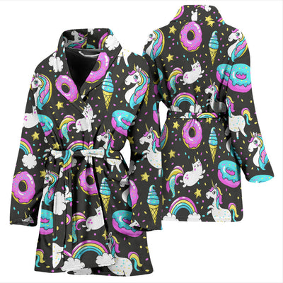 Donut Unicorn Pattern Print Design DN09 Women Bathrobe