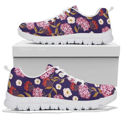 Hydrangea Pattern Print Design HD010 Sneakers White Bottom Shoes