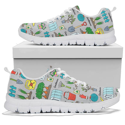 Gardening Pattern Print Design G07 Sneakers White Bottom Shoes