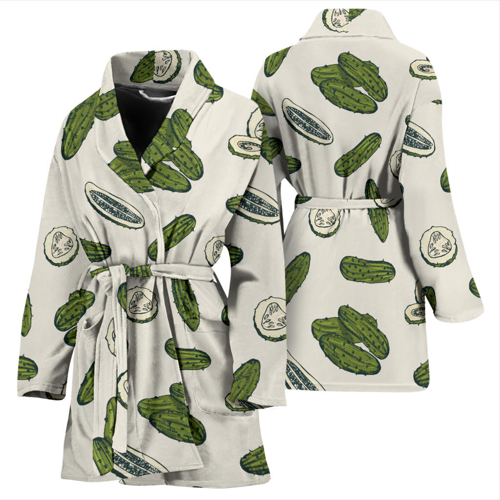Cucumber Pattern Print Design CC05 Women Bathrobe