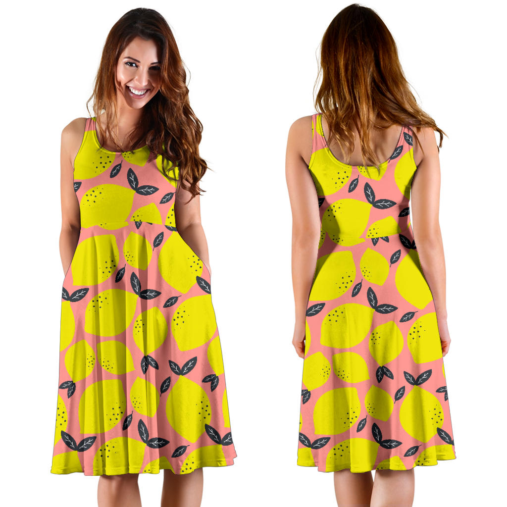 Lemon Pattern Print Design LM03 Midi Dress