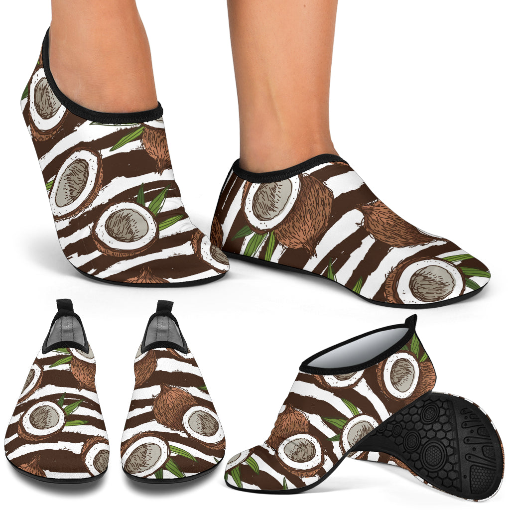 Coconut Pattern Print Design CN04 Aqua Water Shoes
