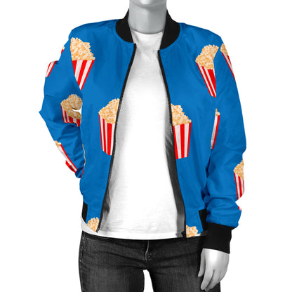 Popcorn Pattern Print Design A04 Women's Bomber Jacket