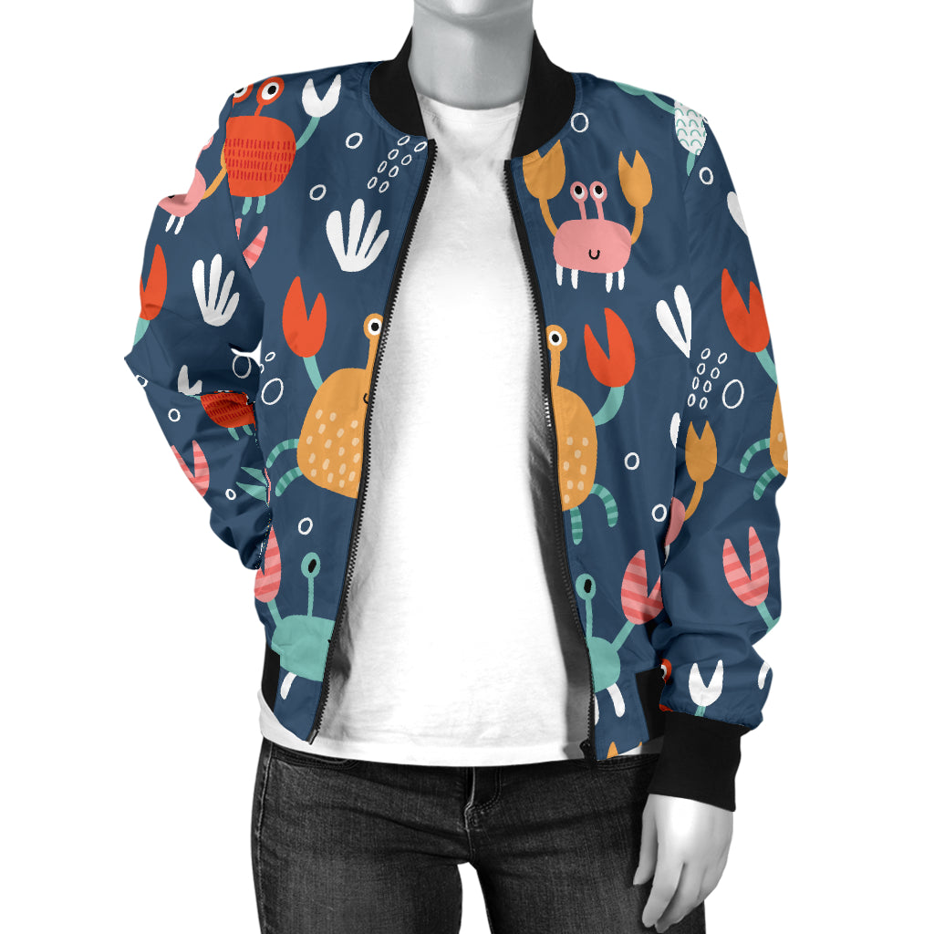 Crab Pattern Print Design 05 Women's Bomber Jacket