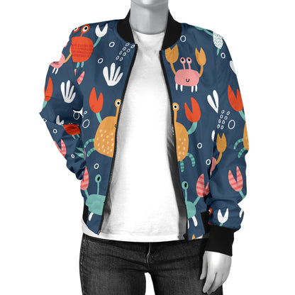 Crab Pattern Print Design 05 Women's Bomber Jacket